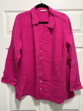 Soft Surroundings Hot Pink Button-Up Top